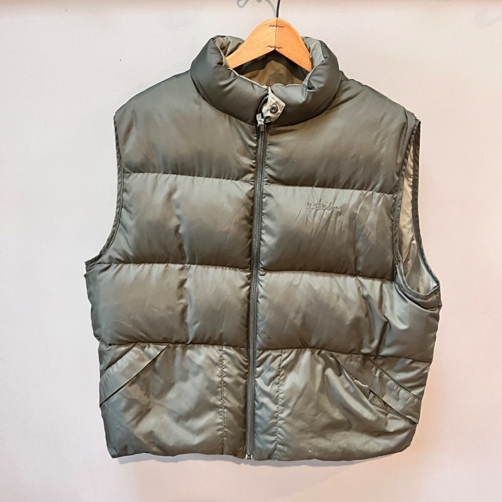 L. L. Bean Men's Army Green Goose Down Puffer Vest- Size L